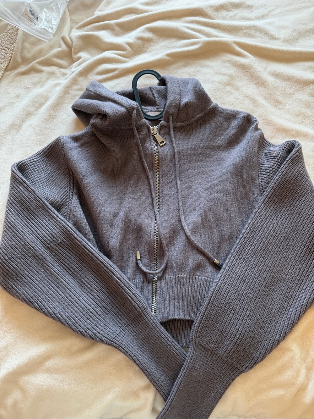 Cozy Zip-Up Hoodie Sweater in purple/gray
